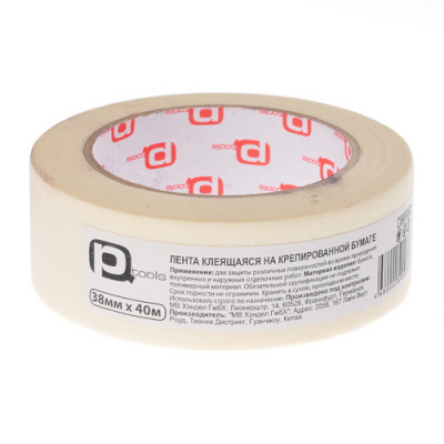 Лента клеящая на креп.бумаге 38мм х 40м /48/ Россия PQtools		
