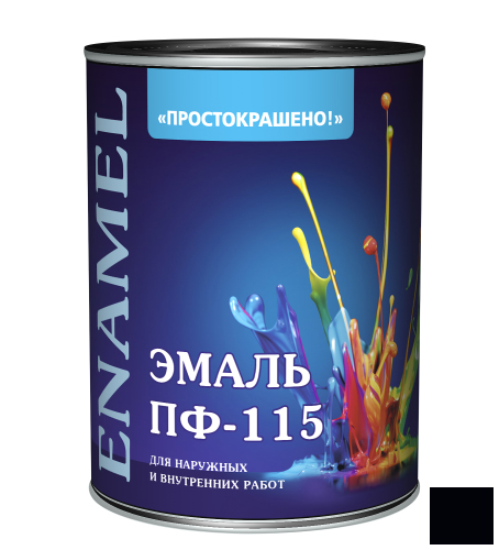 Эмаль ПФ-115 "ПРОСТОКРАШЕНО" черная 1,9кг /6/ 