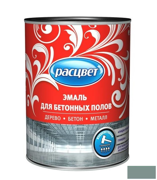 Эмаль для бетонных полов "РАСЦВЕТ" серая 0,9кг /14/