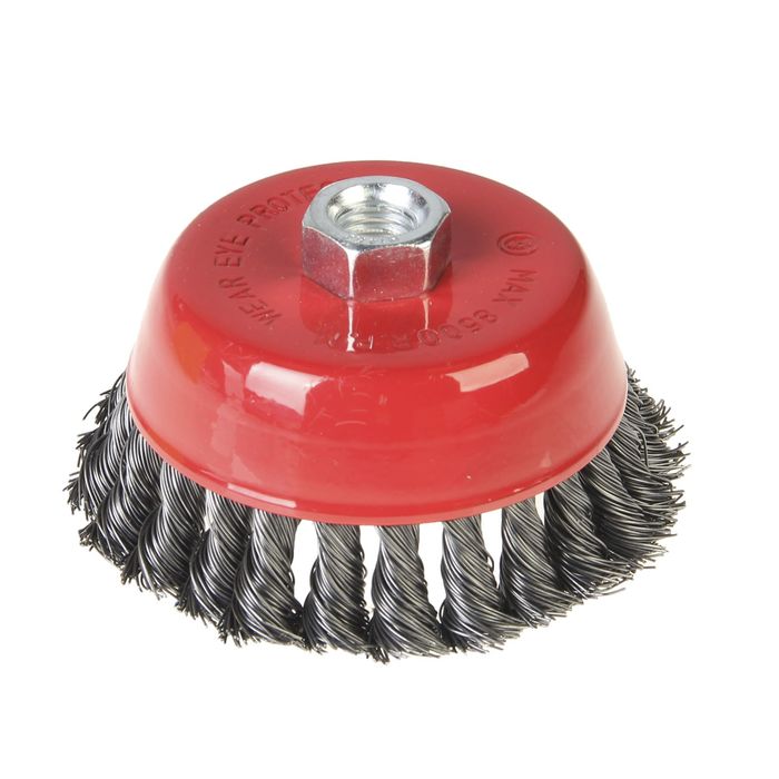 Щетка-крацовка крученная проволока, "чашка" 65 мм, присоед. гайка М14 (Hobbi) 
