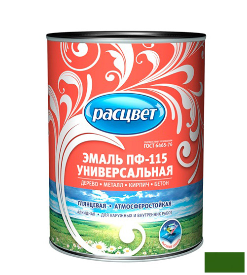 Эмаль ПФ-115 "РАСЦВЕТ ГОСТ" темно-зеленая 0,9кг /14/