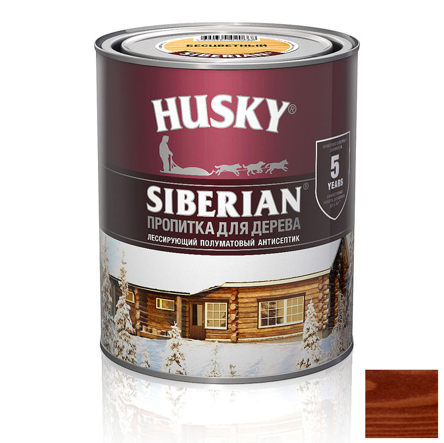 Пропитка для дерева "HUSKY SIBERIAN" п/мат. красное дерево до -20С  /2,7л/ /3/
