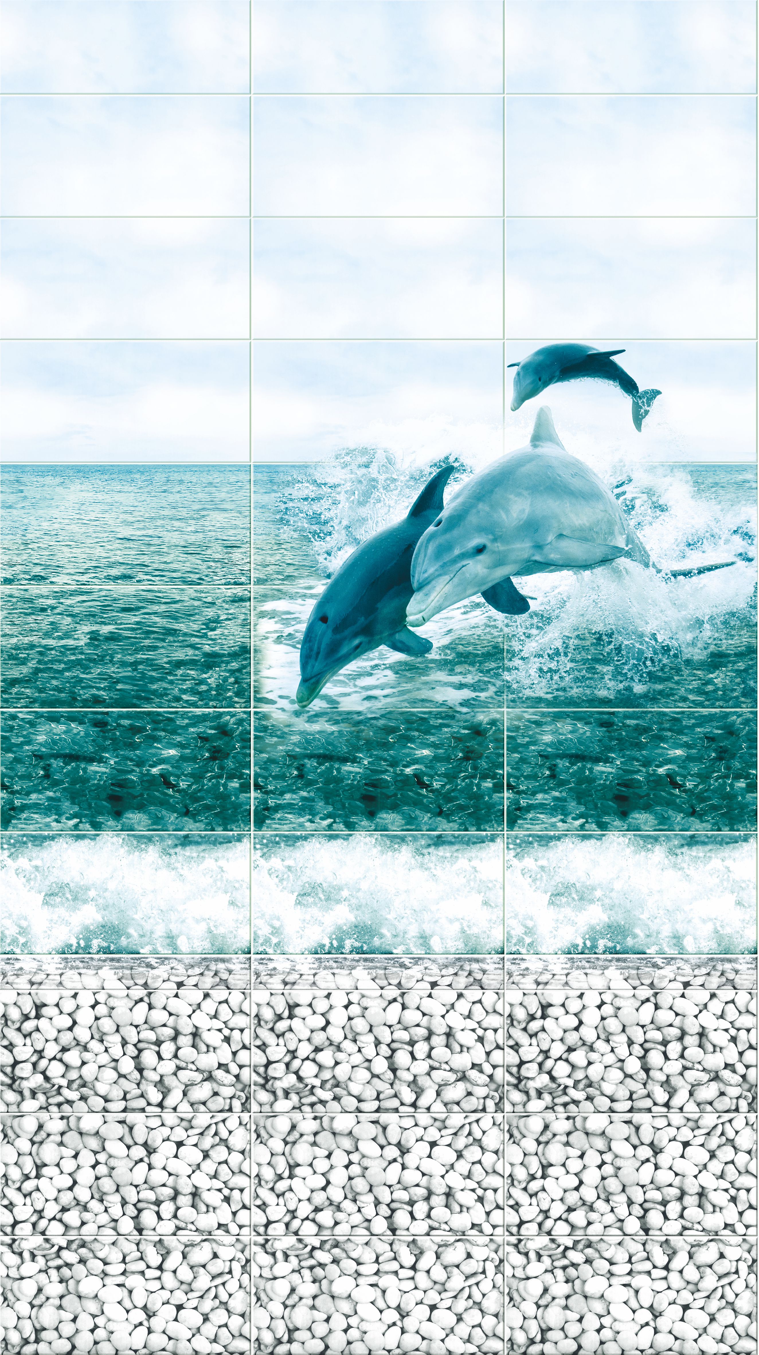 Дельфины  (добор - 2 панели, декор - 4 панели)
