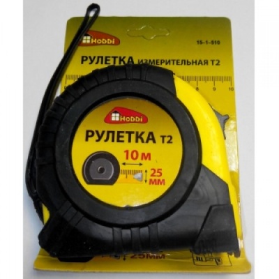 Рулетка Т2, обрезиненный корпус из ABS-пластика, трехслойное покрытие ленты, 10мх25мм, (шт.)