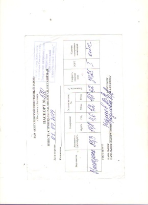 паспорт известь от 01.07.2019