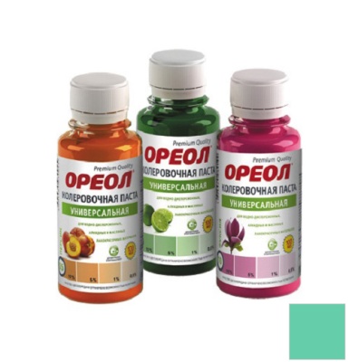 Колеровочная универсальная паста ОРЕОЛ салатная (12) 100 мл /6/