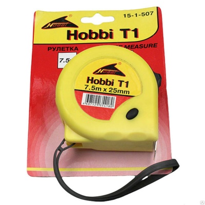 Рулетка Т1, корпус ABS-пластик, трехслойное покрытие ленты, две кнопки фиксации, 7,5мх25мм, (шт.)
